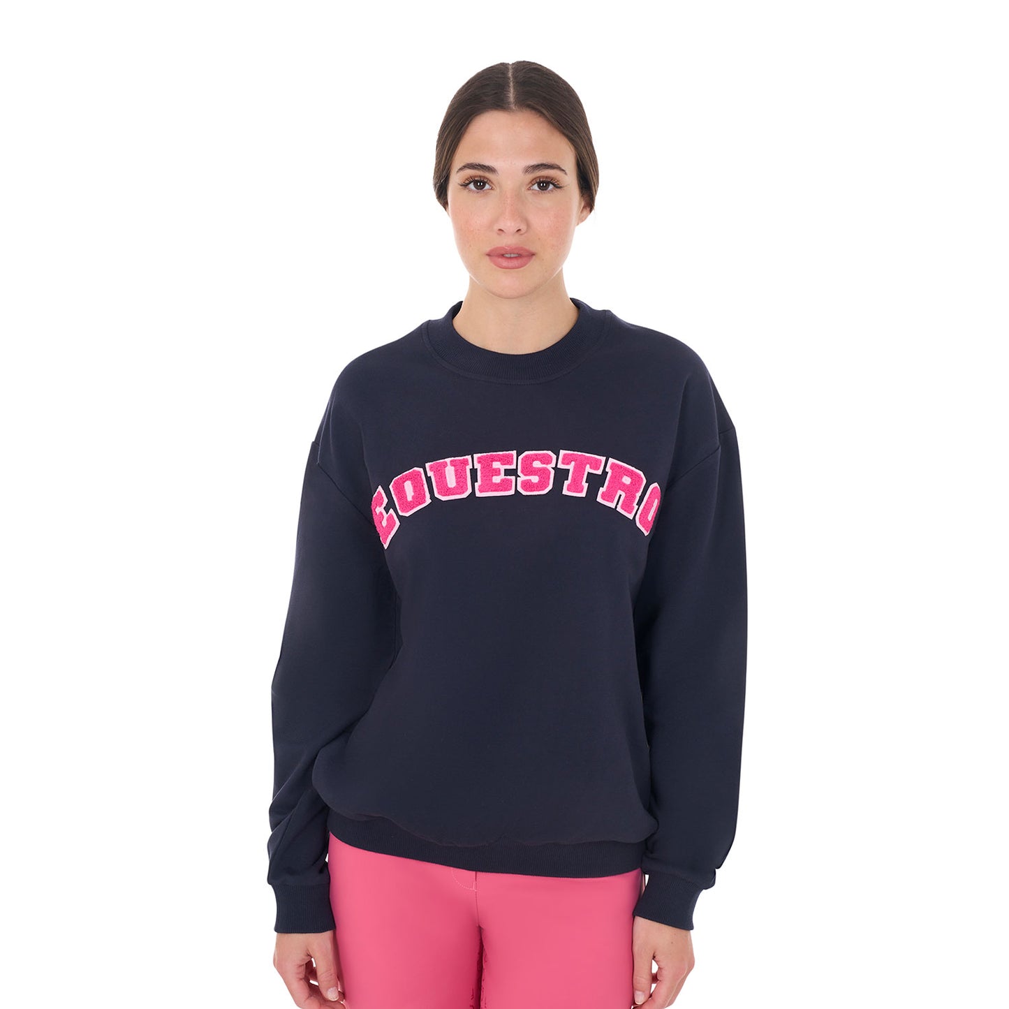 Women's crewneck sweatshirt with sponge lettering