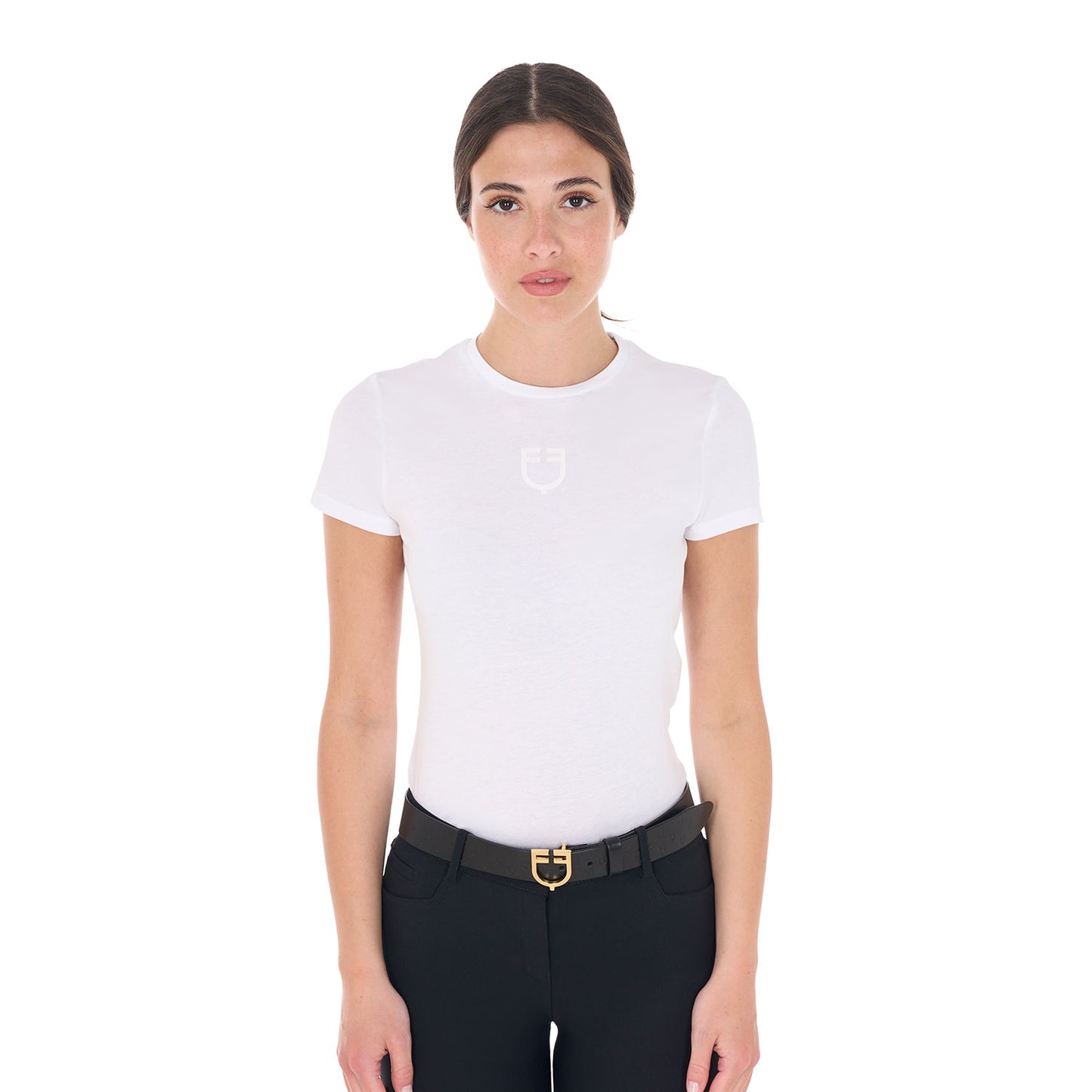 Women's basic T-shirt with tone-on-tone logo
