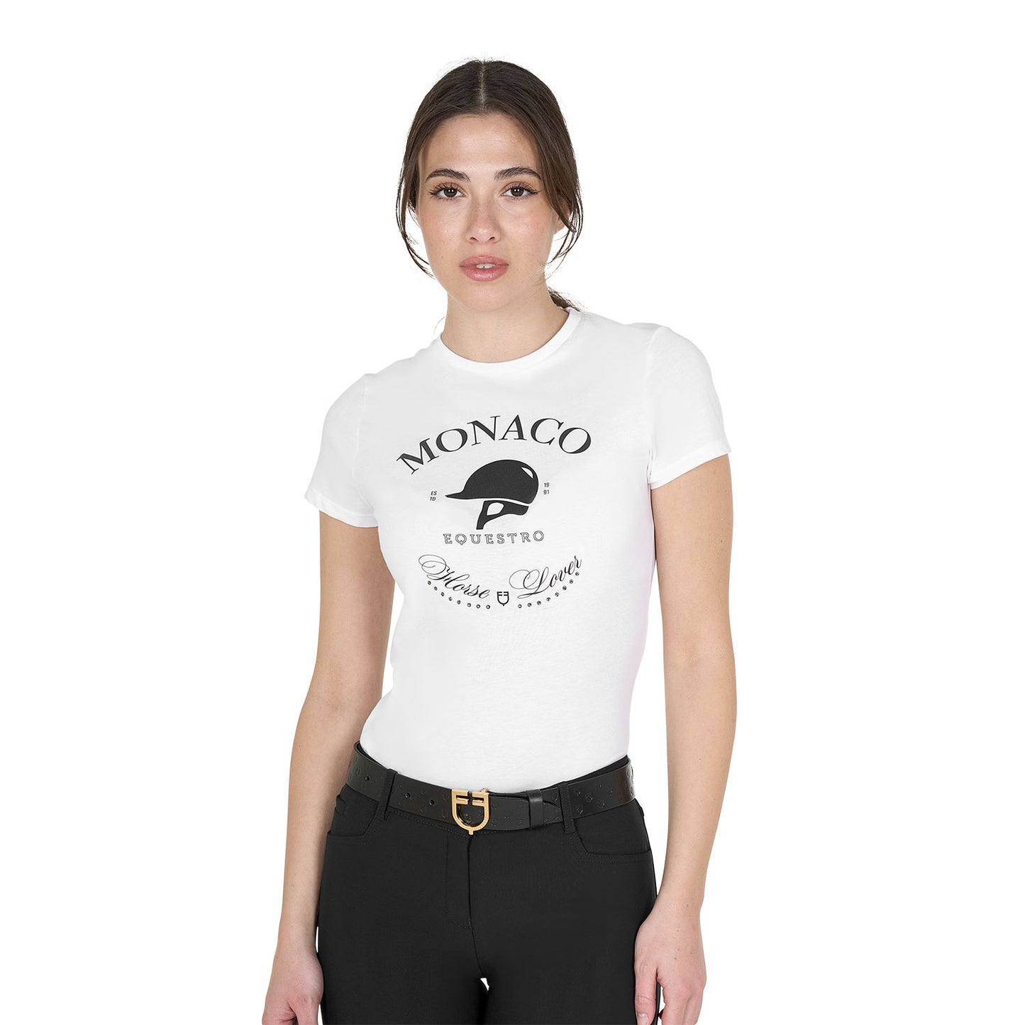 Women's Monaco cotton T-shirt with rhinestones