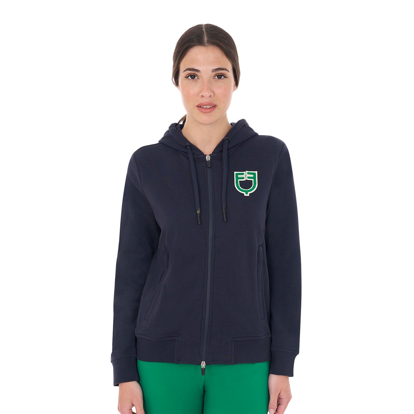 Women's hoodie with zip and sponge logo