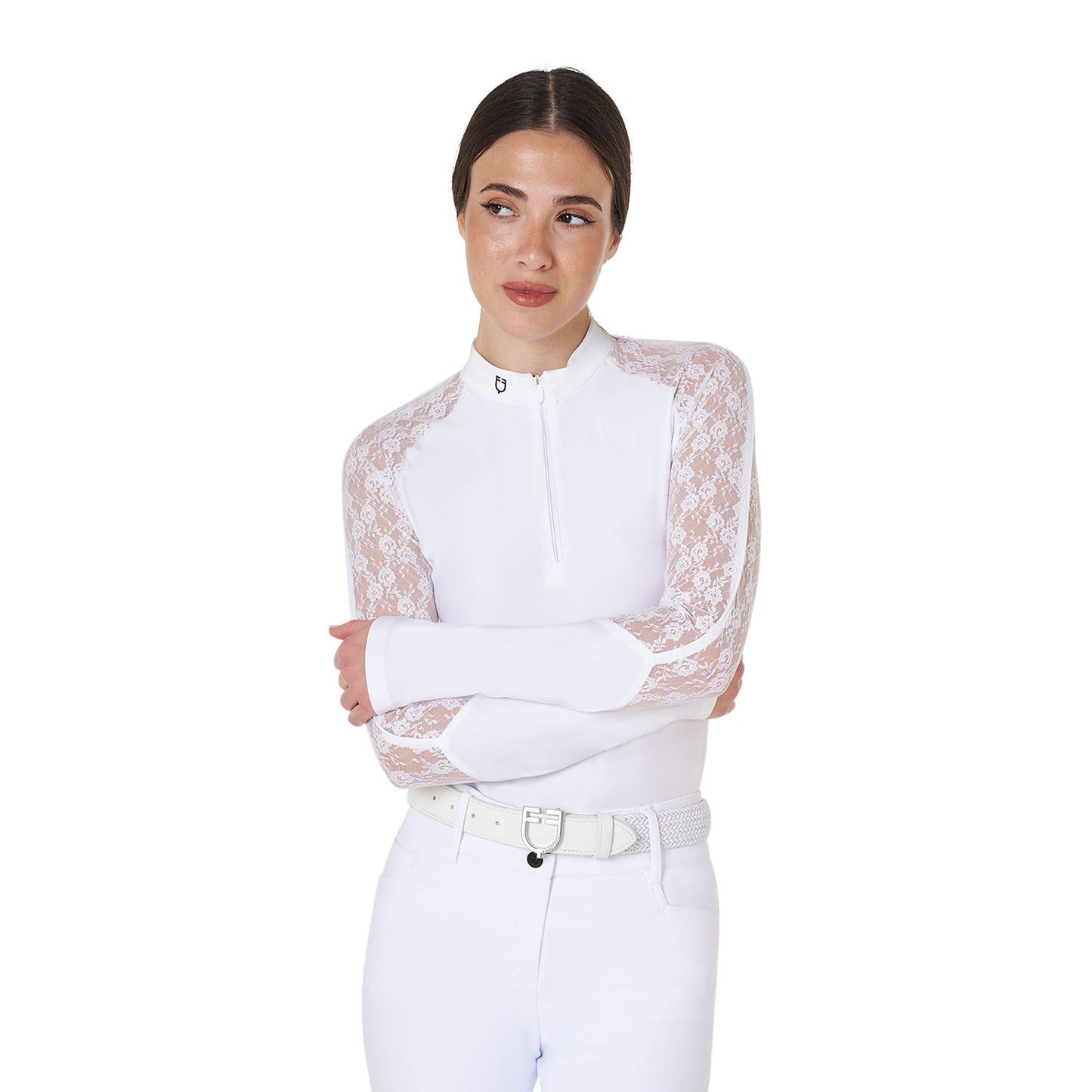 Women's lace long-sleeved training polo shirt
