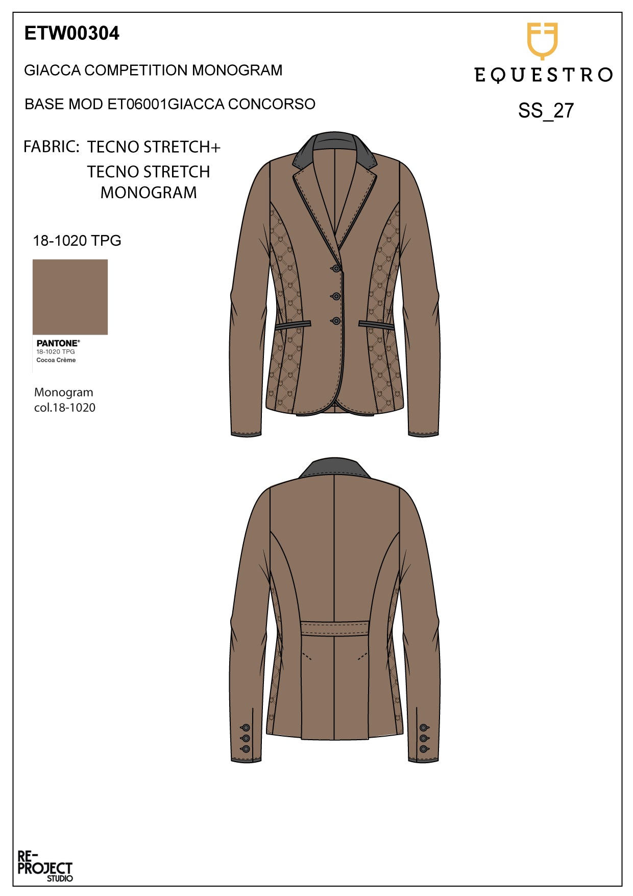 Women's Monogram competition jacket with three buttons