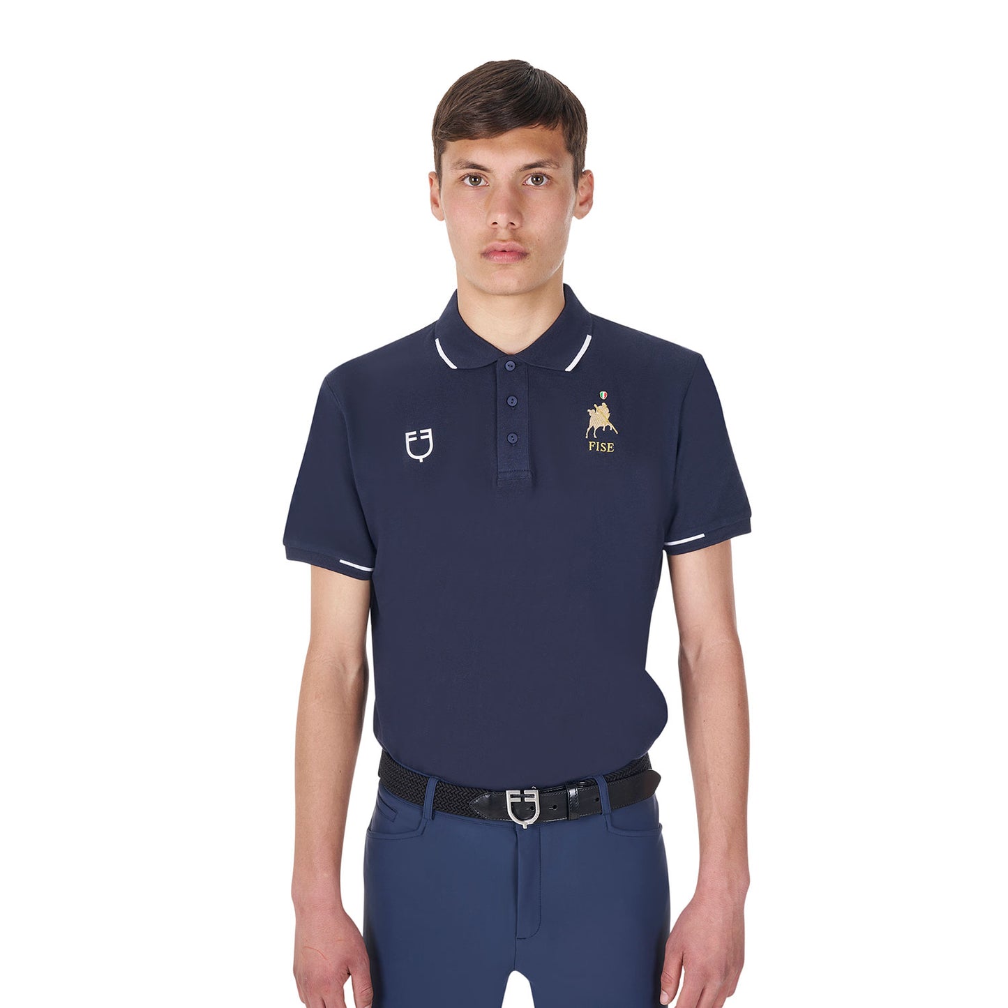 Men's three-button training polo shirt Equestro X FISE
