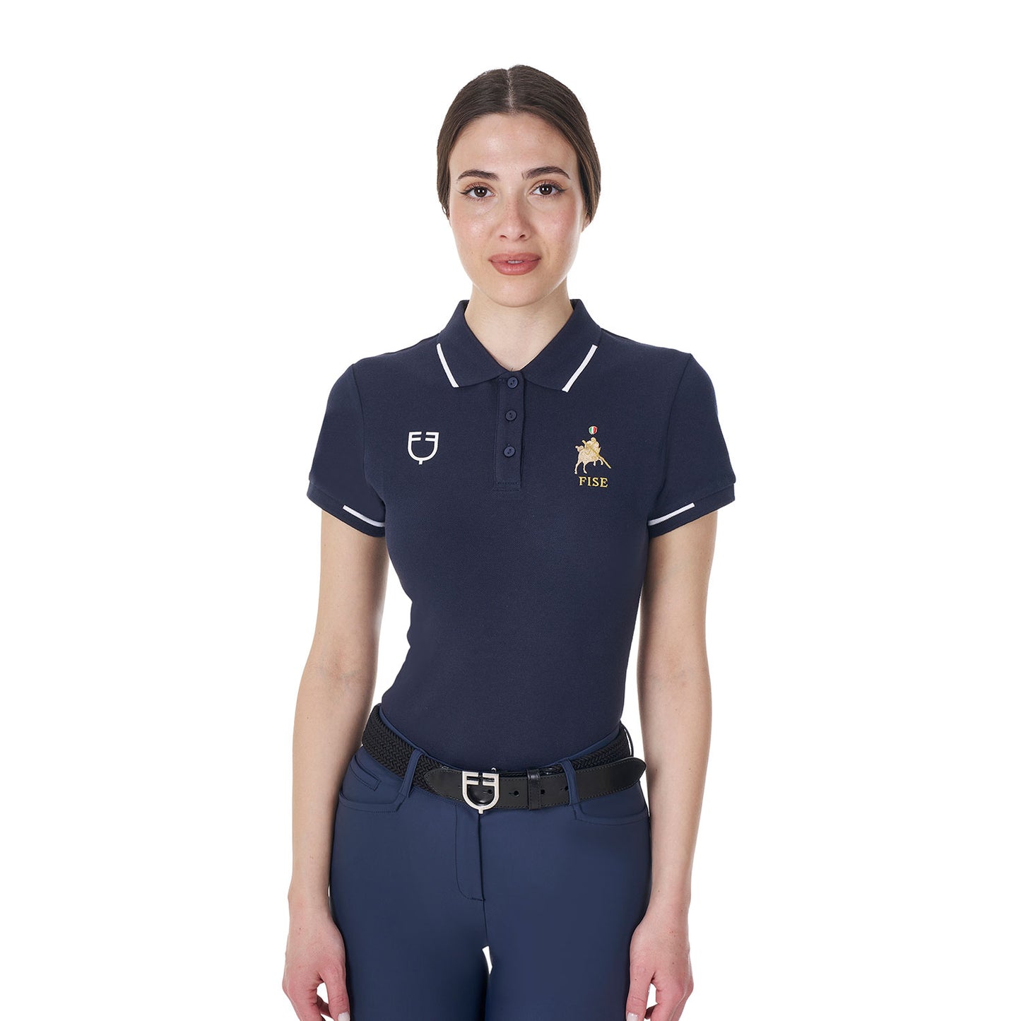 Women's three-button training polo shirt Equestro X FISE