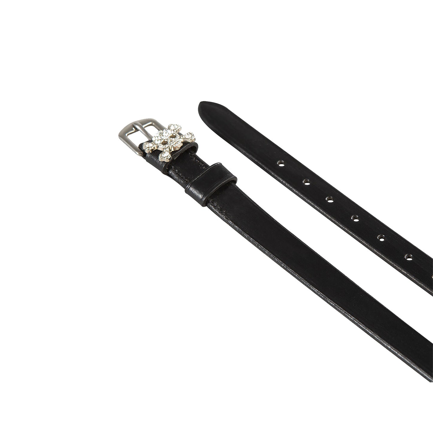 Laces for spurs in leather with rhinestone decorations